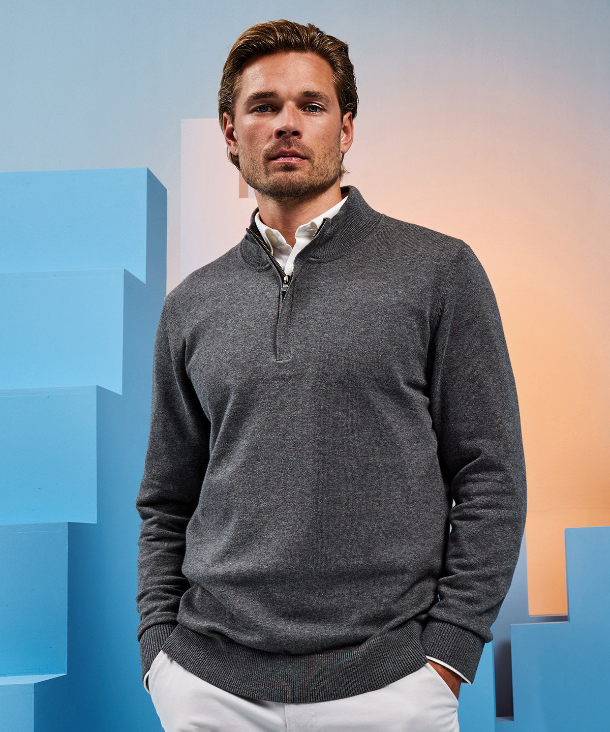 Pull homme zip 1/4
