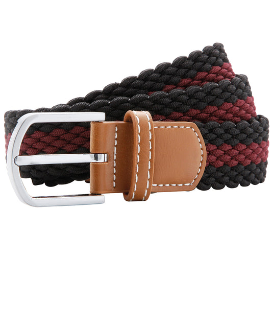 Ceinture stretch tressée à rayures bicolores