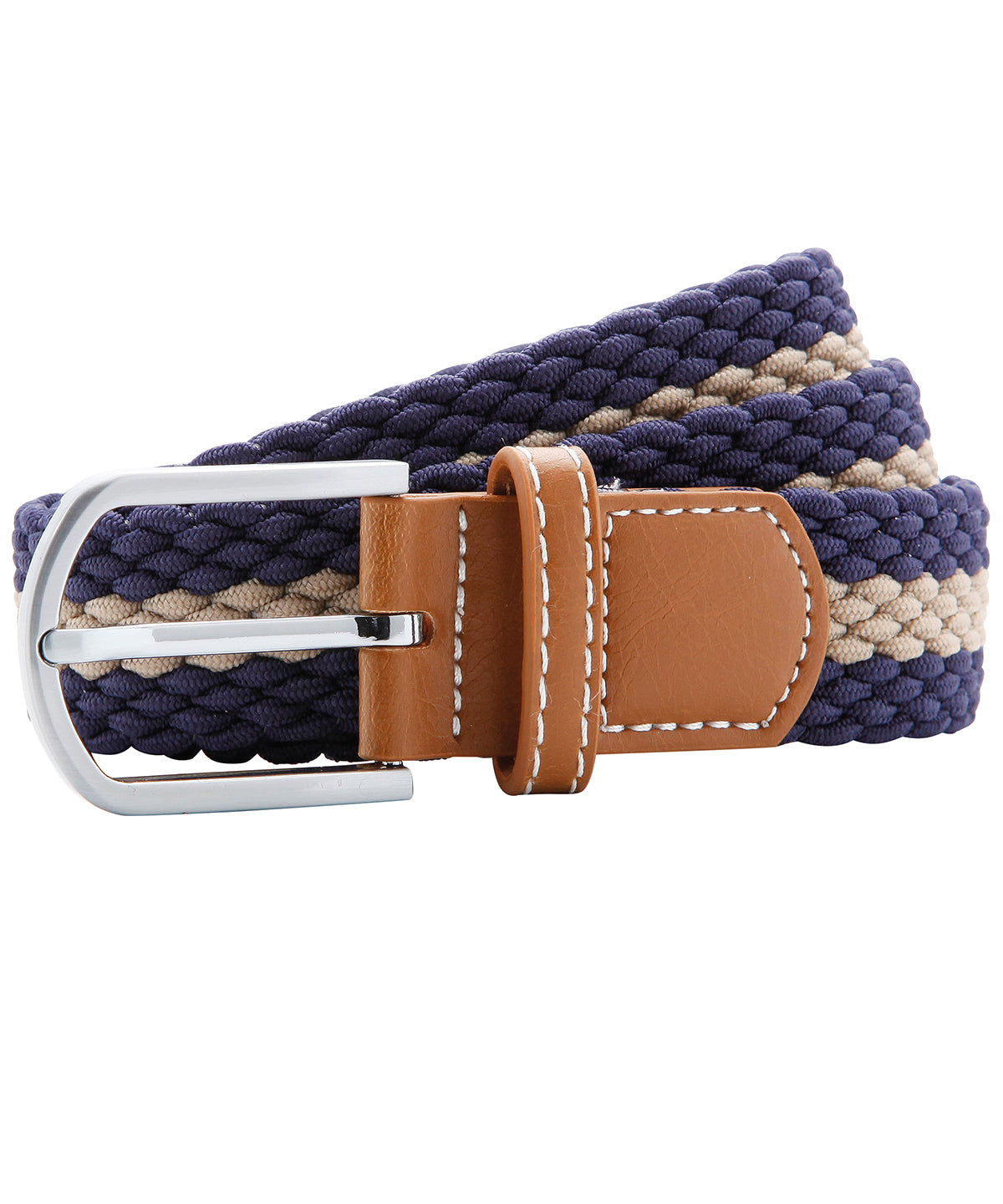 Ceinture stretch tressée à rayures bicolores