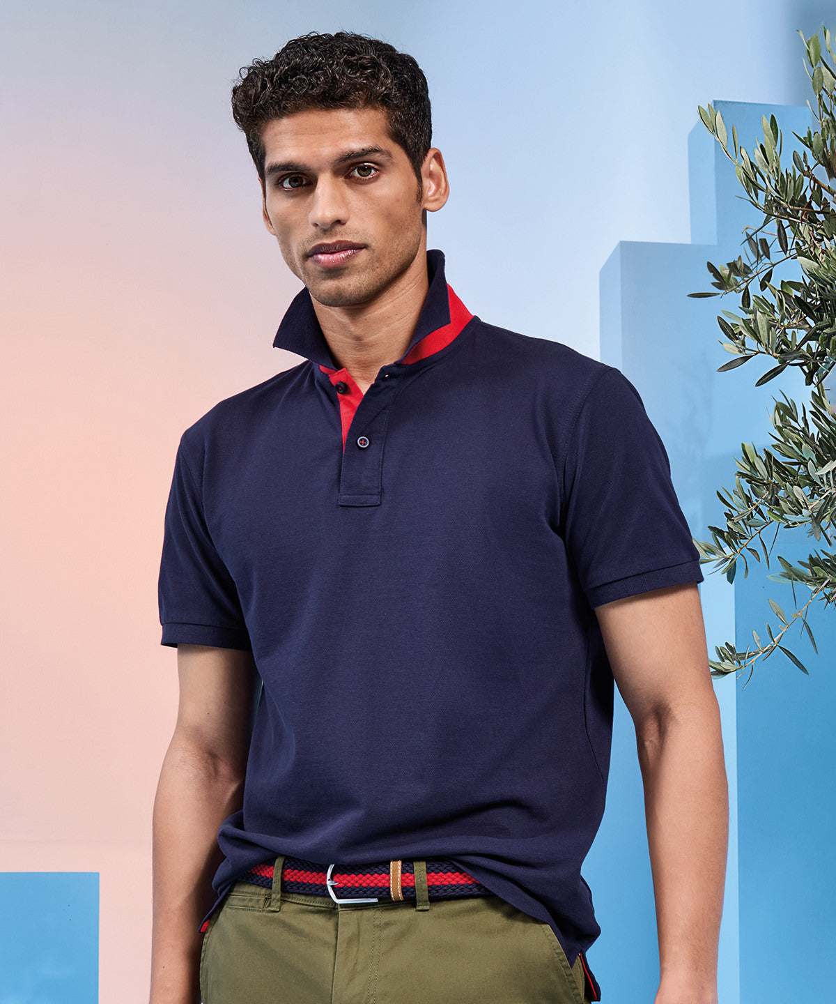 Polo contrasté coupe classique homme boutons et dessous de col contrastés