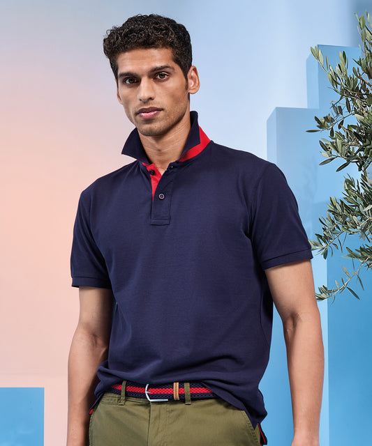 Polo contrasté coupe classique homme boutons et dessous de col contrastés