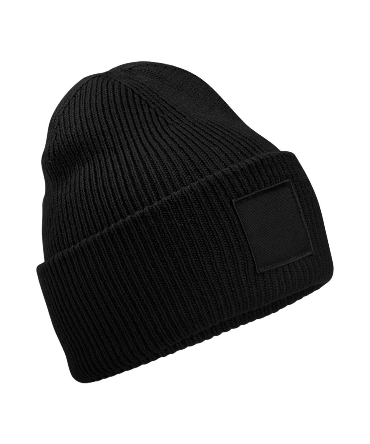 Bonnet à large revers avec patch ton sur ton