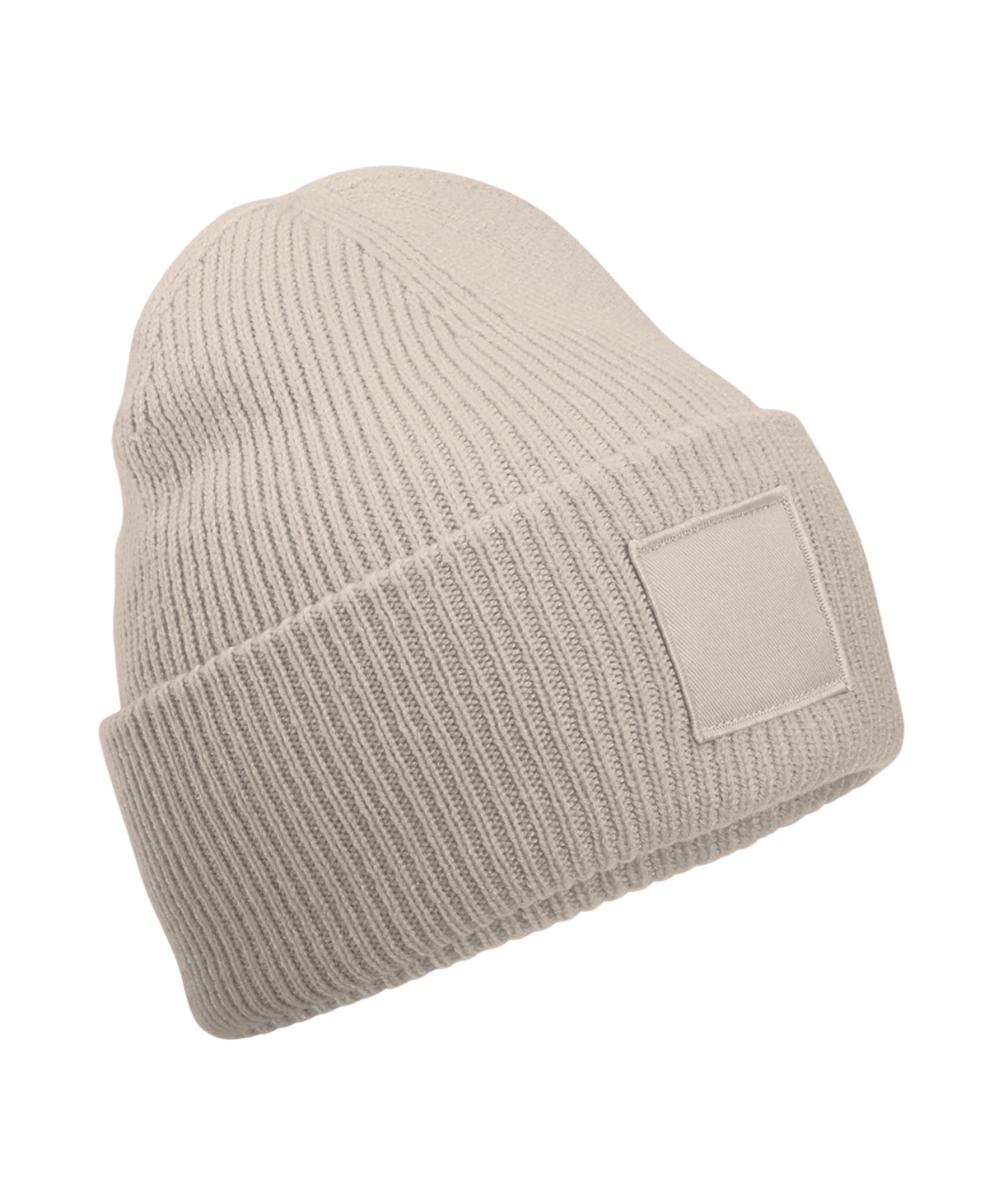 Bonnet à large revers avec patch ton sur ton