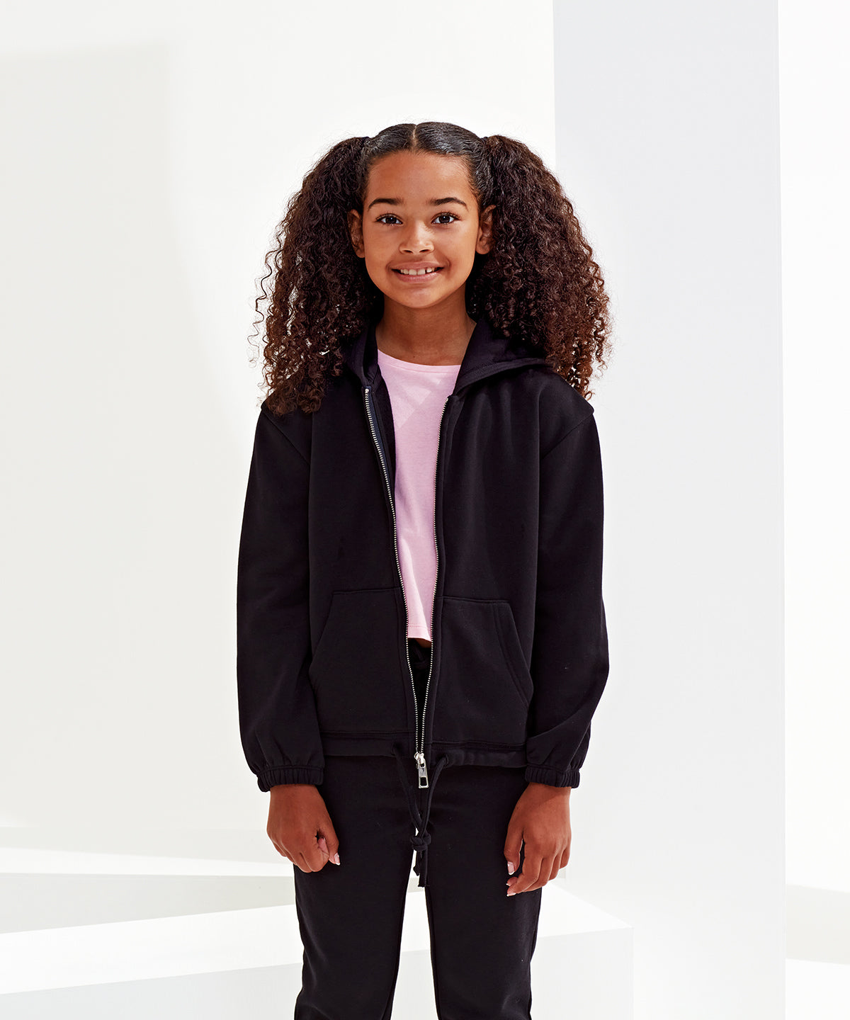 Sweat à capuche zippé crop-top oversize en tissu recyclé TriDri® enfant